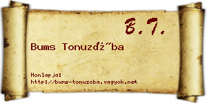 Bums Tonuzóba névjegykártya